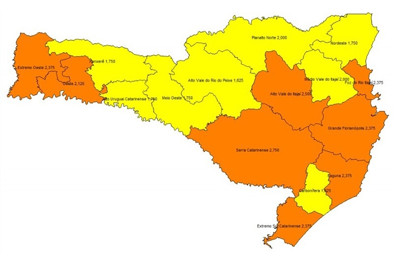 Quatro regies de SC aumentam risco de contgio para coronavrus