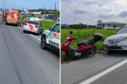 Mulher fica inconsciente aps coliso entre carro e moto em Gaspar