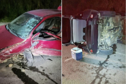 Motorista passa reto em curva e causa acidente que destruiu carros em So Joo Batista