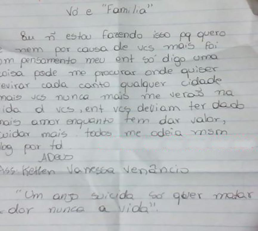 Menina de 13 anos deixa carta de despedida e foge da casa 