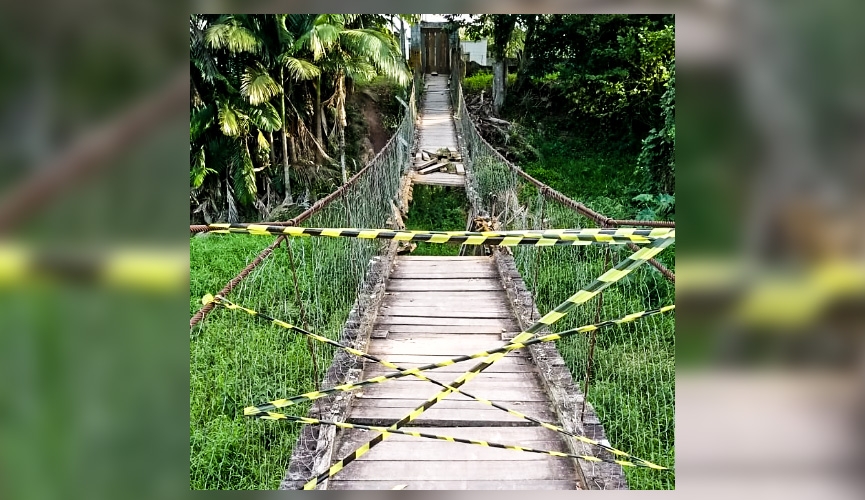 Medida drstica impede  passagem pela pinguela da Rua Ponte Serrada em Gaspar 