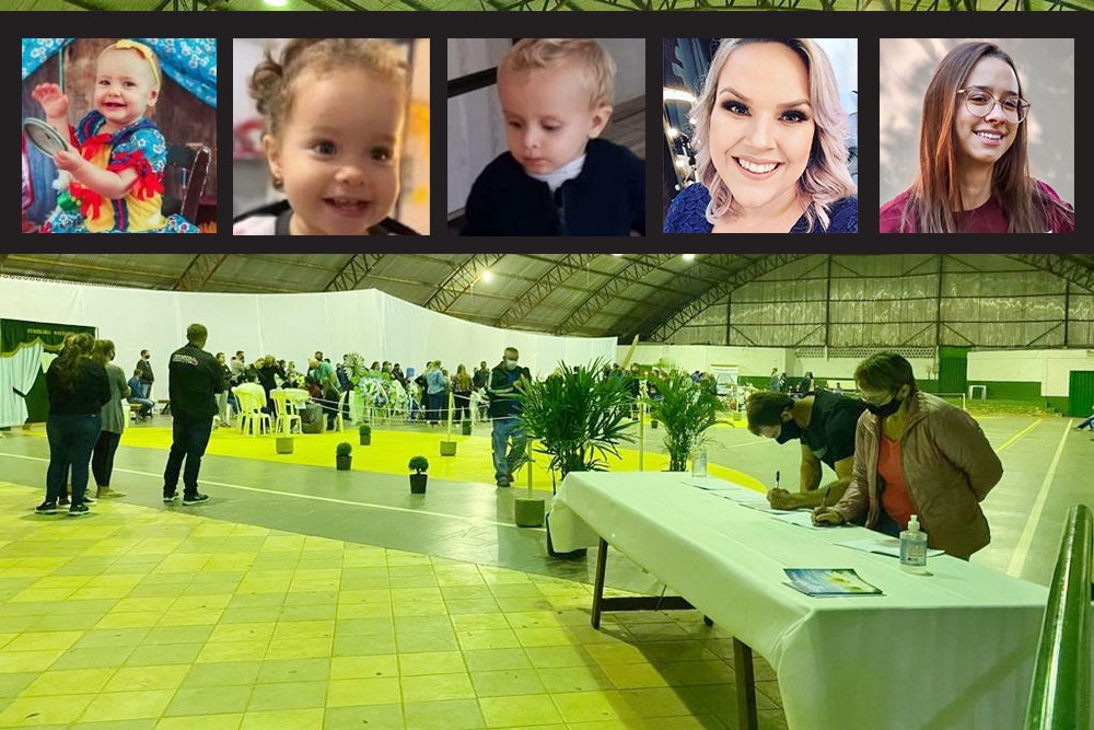 Velrio coletivo rene familiares e amigos das vtimas do atentado em creche de Saudades