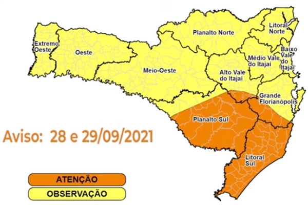 Defesa Civil alerta para previso de temporais em SC