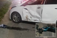 Motociclista  hospitalizado aps acidente no Centro de Ilhota
