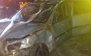 Motorista fica gravemente ferido aps carro sair da pista e tombar em Luiz Alves