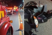 Homem  levado ao hospital aps acidente de moto no Centro de Ilhota