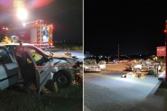 Coliso frontal deixa carros destrudos em Gaspar; duas pessoas so hospitalizadas