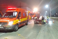 Jovem  hospitalizado aps coliso entre carro e moto em Gaspar