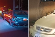 Coliso entre carros  registrada no bairro Ilhotinha, em Ilhota; danos foram apenas materiais