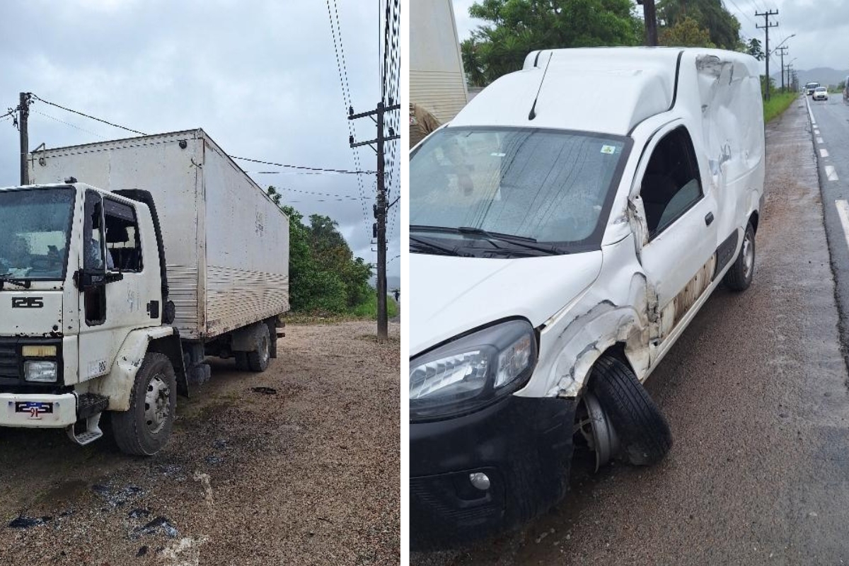 Motorista perde controle de carro e colide contra caminho na Jorge Lacerda, em Gaspar