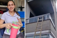 Professora usa escada para acessar apartamento e conter incndio em Indaial
