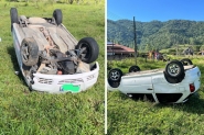 Carro capota e fica com pneus para cima em Ilhota