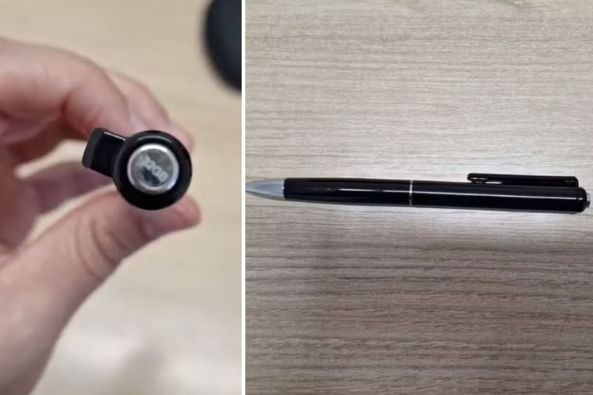 Escuta eletrnica  encontrada dentro de caneta na prefeitura de Piarras