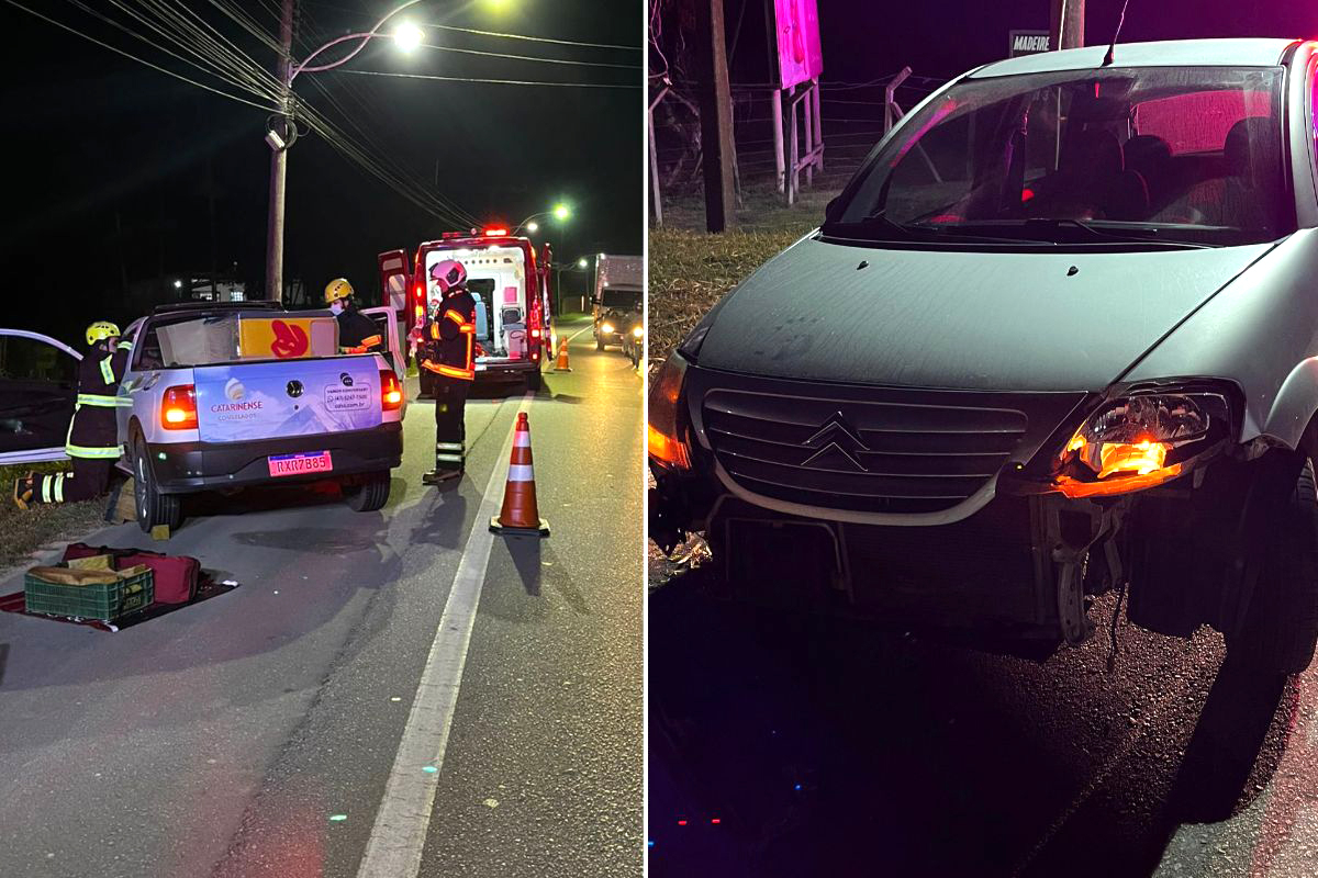 Coliso entre dois carros deixa homem ferido na Jorge Lacerda, em Ilhota