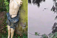 Vdeo feito por morador que acionou os bombeiros mostra manequim confundido com corpo boiando no rio em Gaspar