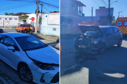 Carros colidem na rua Barão do Rio Branco, em Gaspar