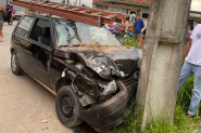 Colisão entre carro e moto deixa piloto ferido em Ilhota; motorista não foi encontrado