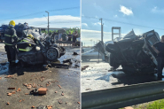 Caminh�o prensa carro e kombi na BR-101, em Itaja�; tr�s pessoas da mesma fam�lia morrem