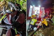 Piloto de moto fica ferido ap�s colidir contra cerca de arame farpado no bairro Lagoa, em Gaspar