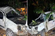 Motorista sem cinto de seguran�a fica gravemente ferido em capotamento na Jorge Lacerda, em Ilhota